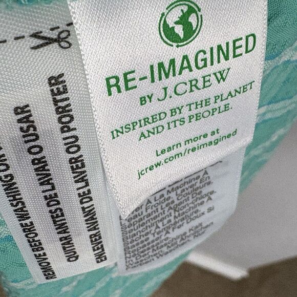 NEW J.CREW SIZE 4 Dress Mini Cotton Seersucker Ruffleneck Long Sleeve Green - Picture 5 of 7